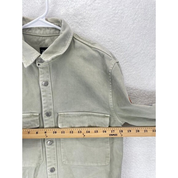 ZARA Denim Shirt Jacket Men’s Size S Light Gray Distressed Casual Button Up - Picture 8 of 12